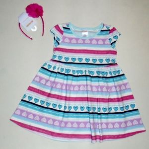 Gymboree Girls Striped Heart Dress Headband 2T NEW